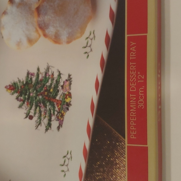 SPODE Christmas Tree Peppermint 12" Dessert Snack Tray. Fine Porcelain - Picture 8 of 10